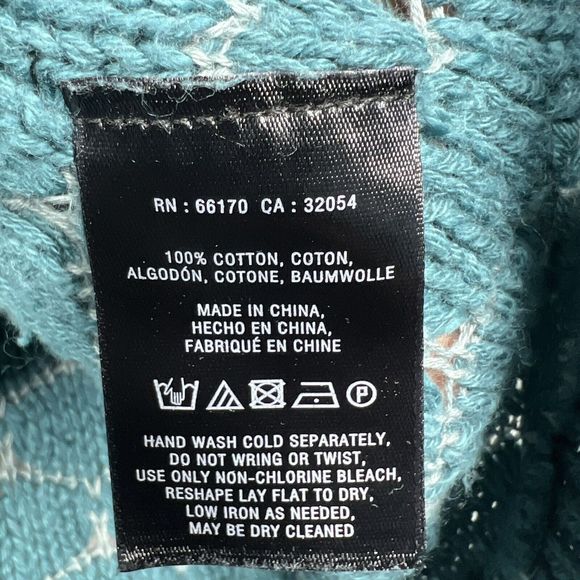 Moth Anthropologie Crochet Sweater Women’s Size Small Teal Crewneck High/ Low - Picture 7 of 8